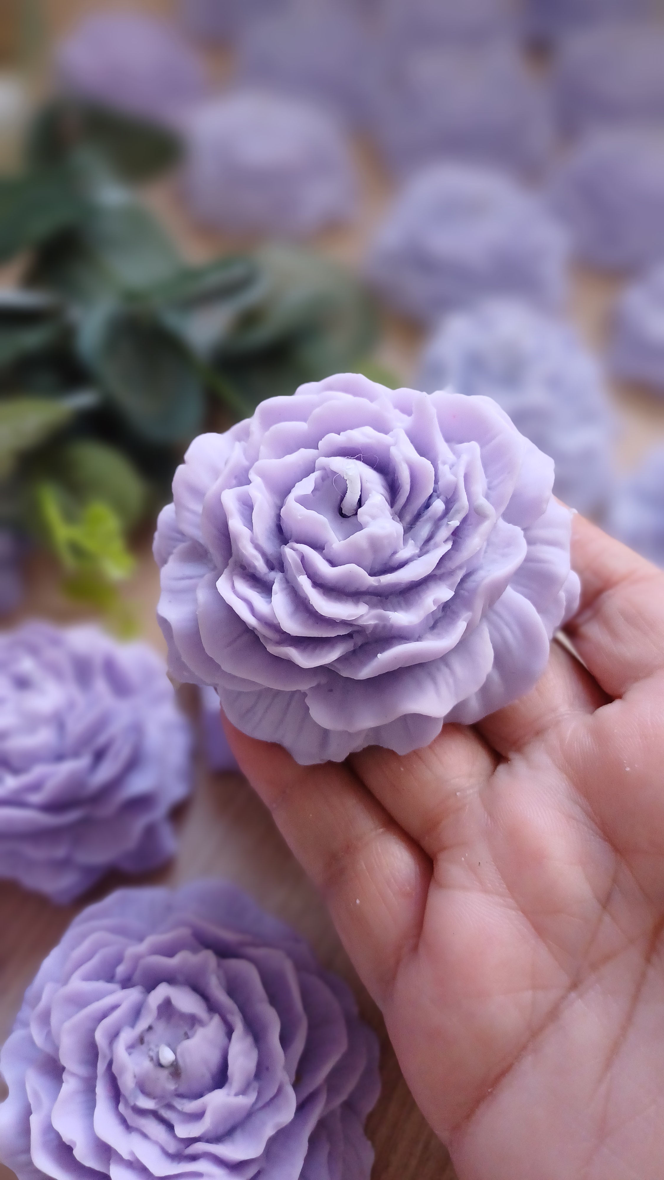 Vela peonia na caixa 