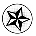 Estrela preto e branco no círculo