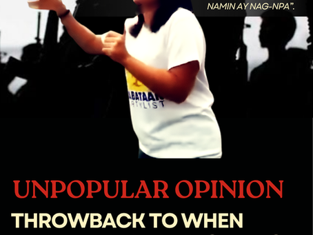 In a 2019 video that remains publicly accessible on YouTube, Kara Lenina Taggaoa, then chairperson of the League of Filipino Students (LFS), spoke with a clarity that left little room for interpretation. Wearing a Kabataan Partylist shirt, she said, “Proud kami na ang alumni namin ay nag-NPA”.