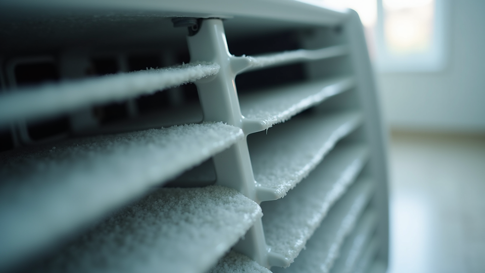 Close-up view of a clean air filter in an air conditioning unit
