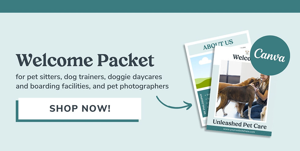 Opt in graphic for welcome packet templates for pet businesses.