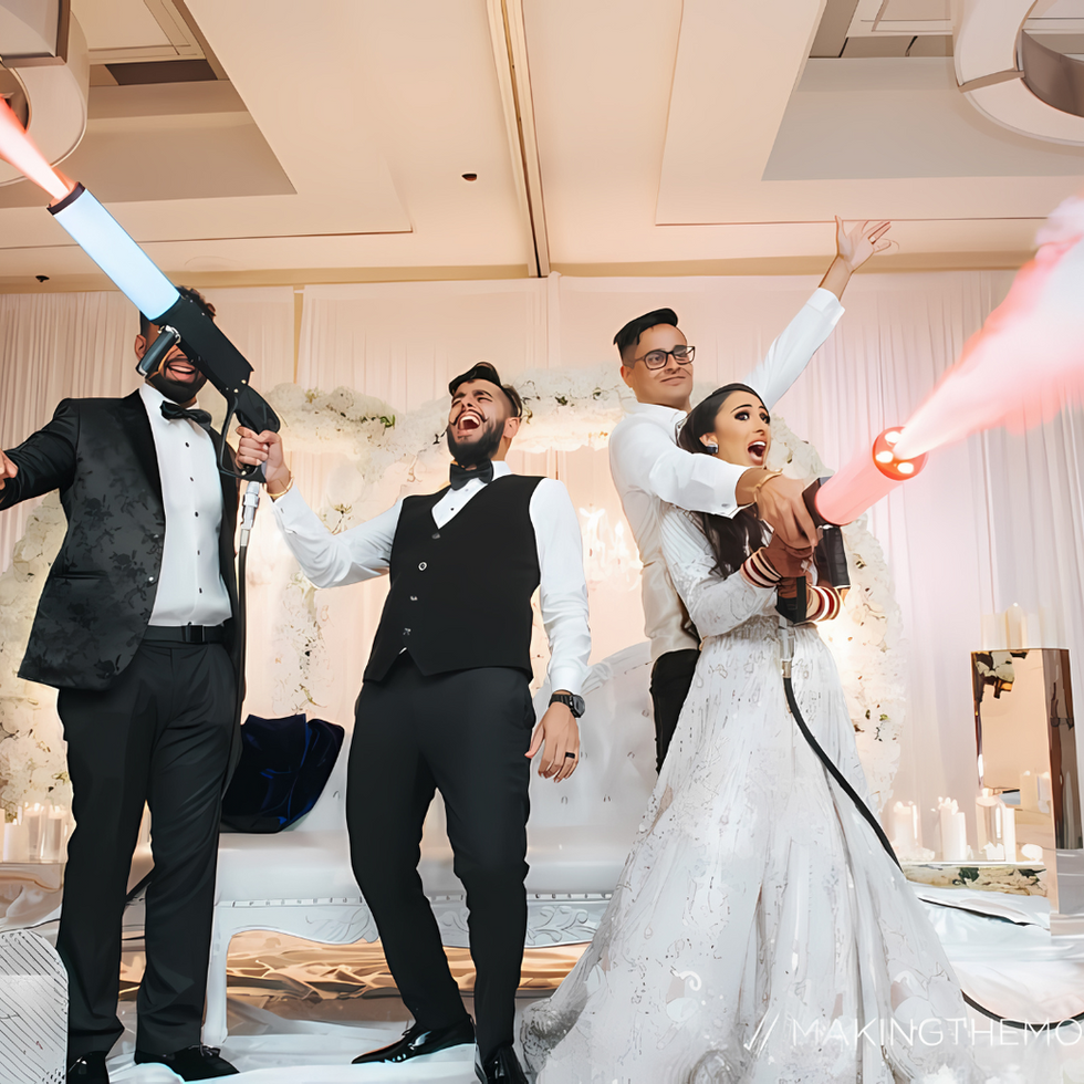 Clients activating CO2 Guns, transforming a corporate event into an interactive and refreshing experience, implemented p