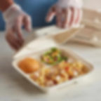 Restaurant using sustainable bagasse food packaging containers