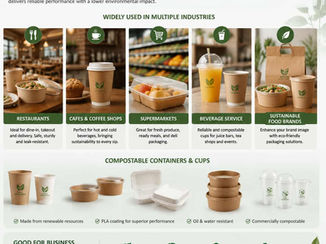PLA coated packaging applications including compostable food containers, beverage cups and sustainable takeaway packaging