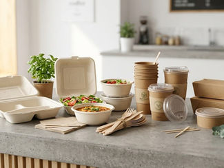 different eco friendly food packaging materials bagasse paper PLA wood