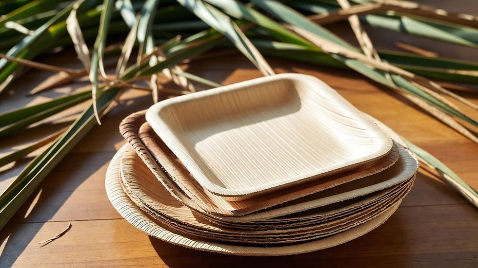 Palm leaf plates made from naturally fallen areca palm leaves without chemical processing