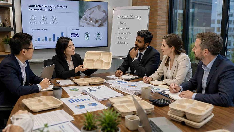 Importers evaluating bagasse meal tray suppliers certifications and procurement costs