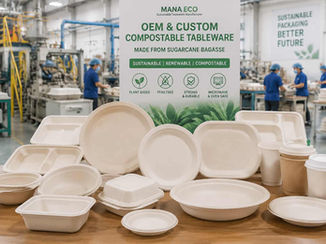 OEM compostable tableware manufacturer producing customized sugarcane bagasse products for global brands