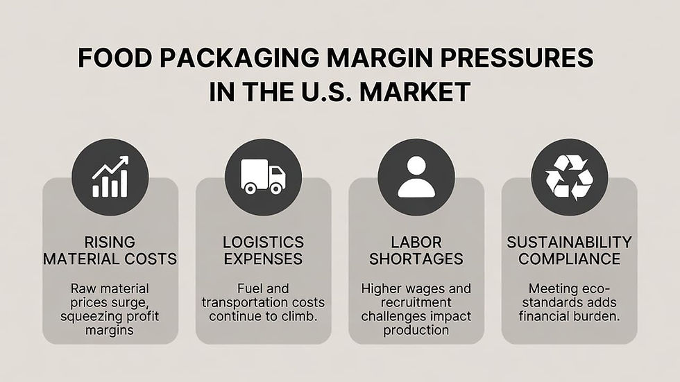 Food packaging margin pressures caused by material costs, logistics, labor, and sustainability requirements