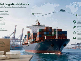 International shipping logistics for compostable packaging from China to USA using ocean freight containers