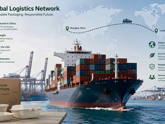 International shipping logistics for compostable packaging from China to USA using ocean freight containers