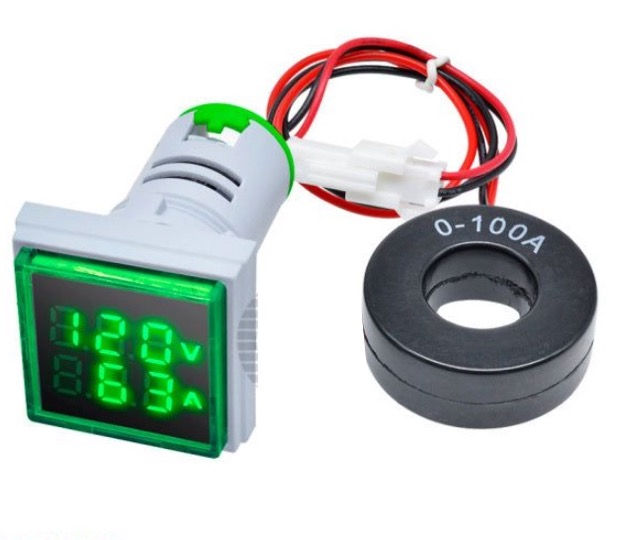 サムネイル： LEDデジタルマルチメーター 電圧計 電流計 AC 50-500V 0-100A AMM-01