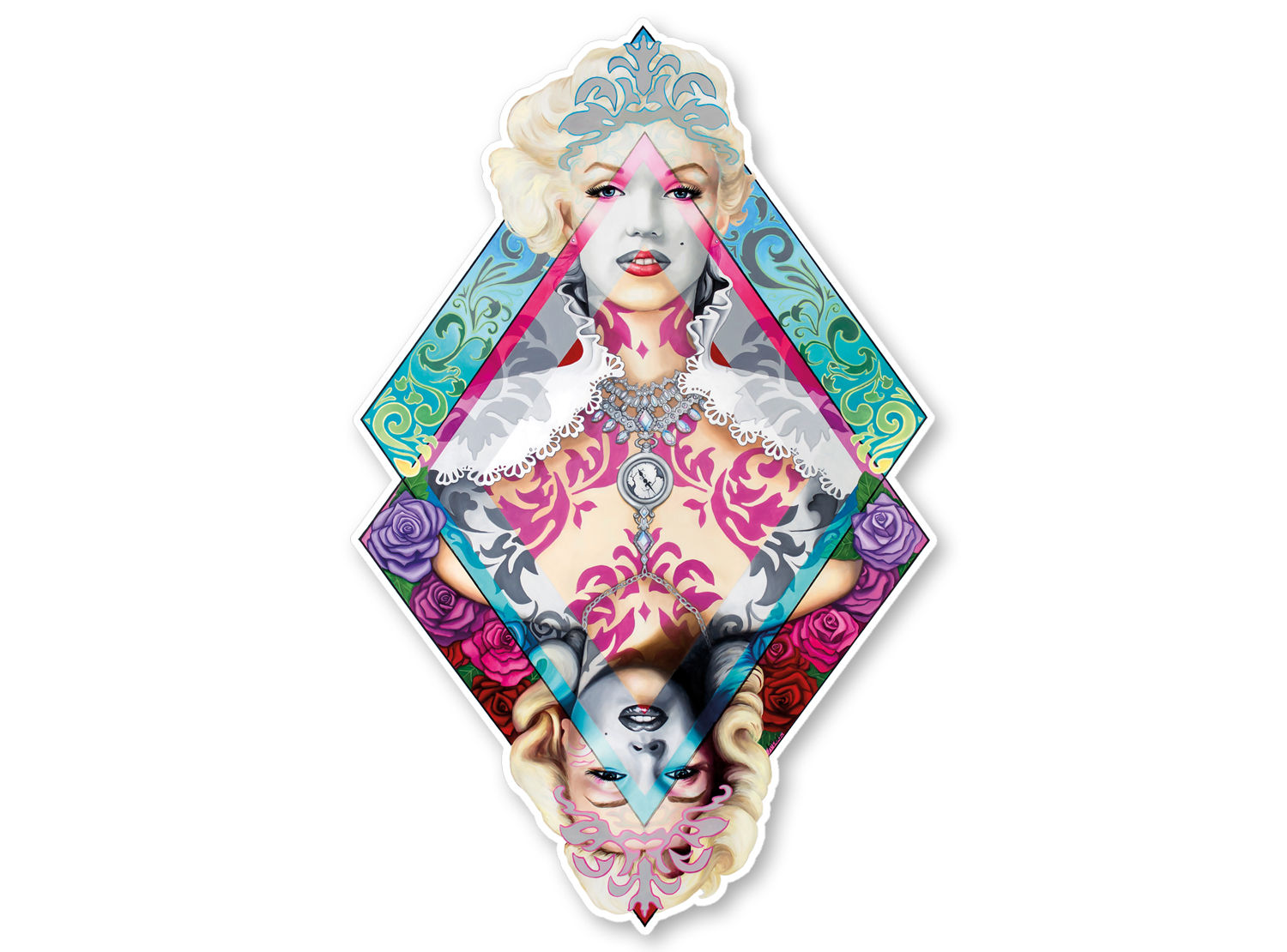 Marilyn Monroe Sticker- Marilyn Decal- Queen of Diamonds- Marilyn Monroe Art - A
