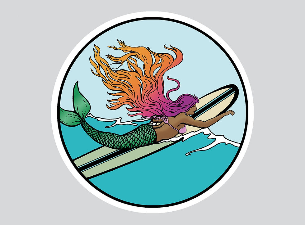 Thumbnail: Mermaid Sticker- Mermaid Decal- surf Sticker- surf Art - california sticker - ca