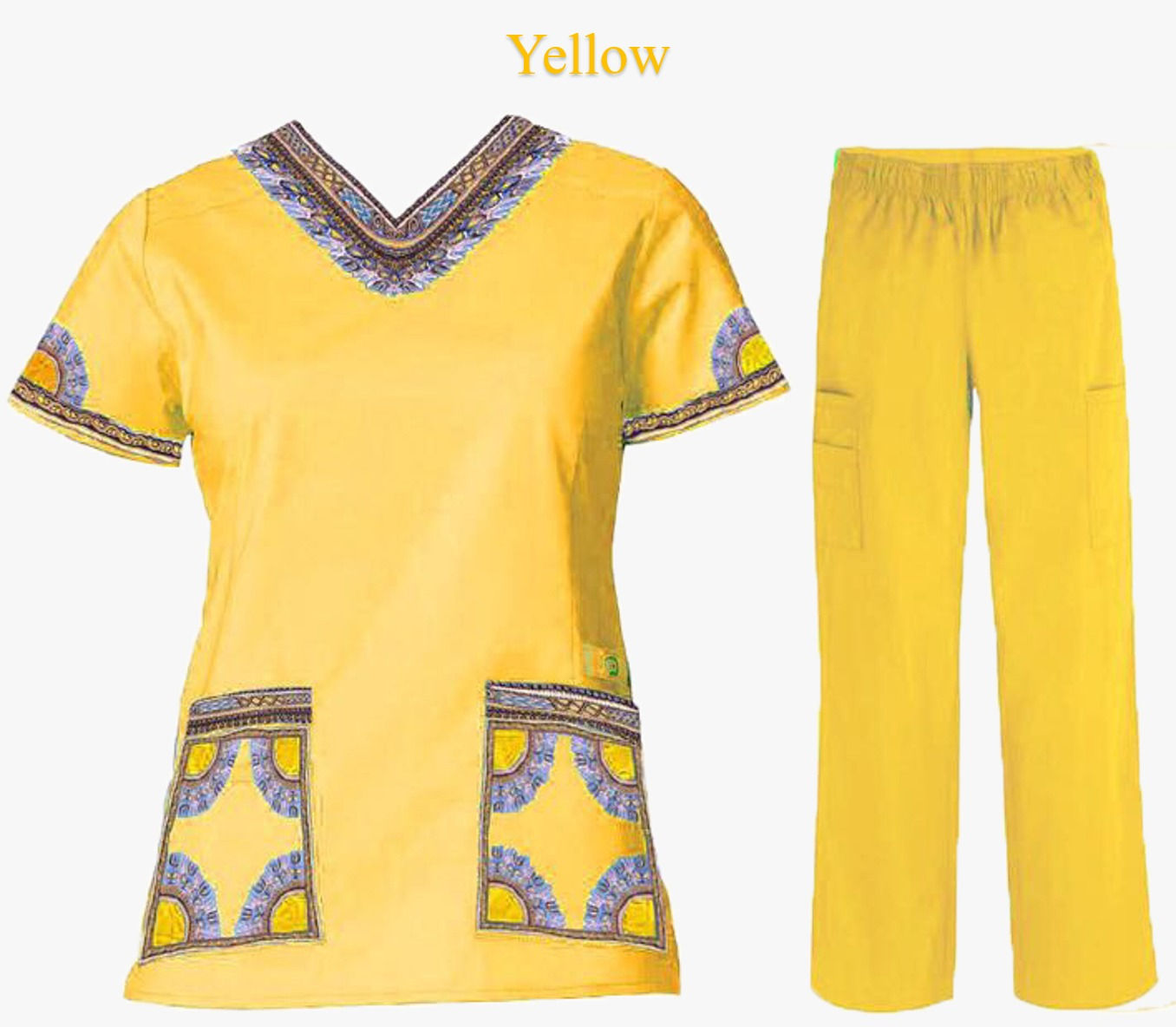 Dashiki Scrubs--Yellow