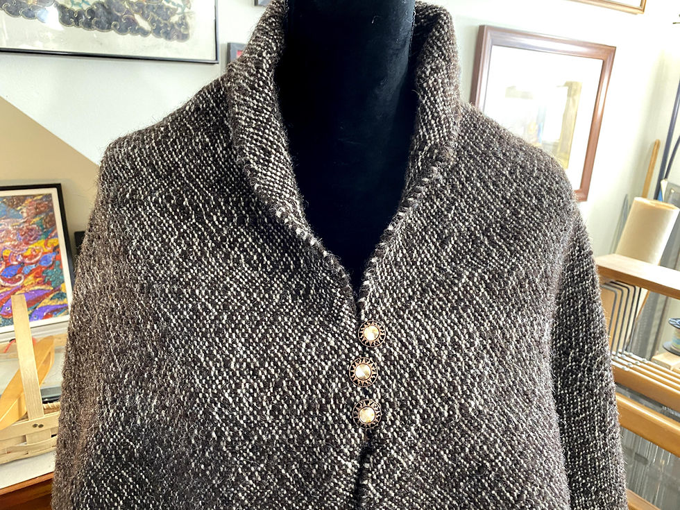 Thumbnail: Handwoven and Handspun Poncho - Natural Brown Shetland Top