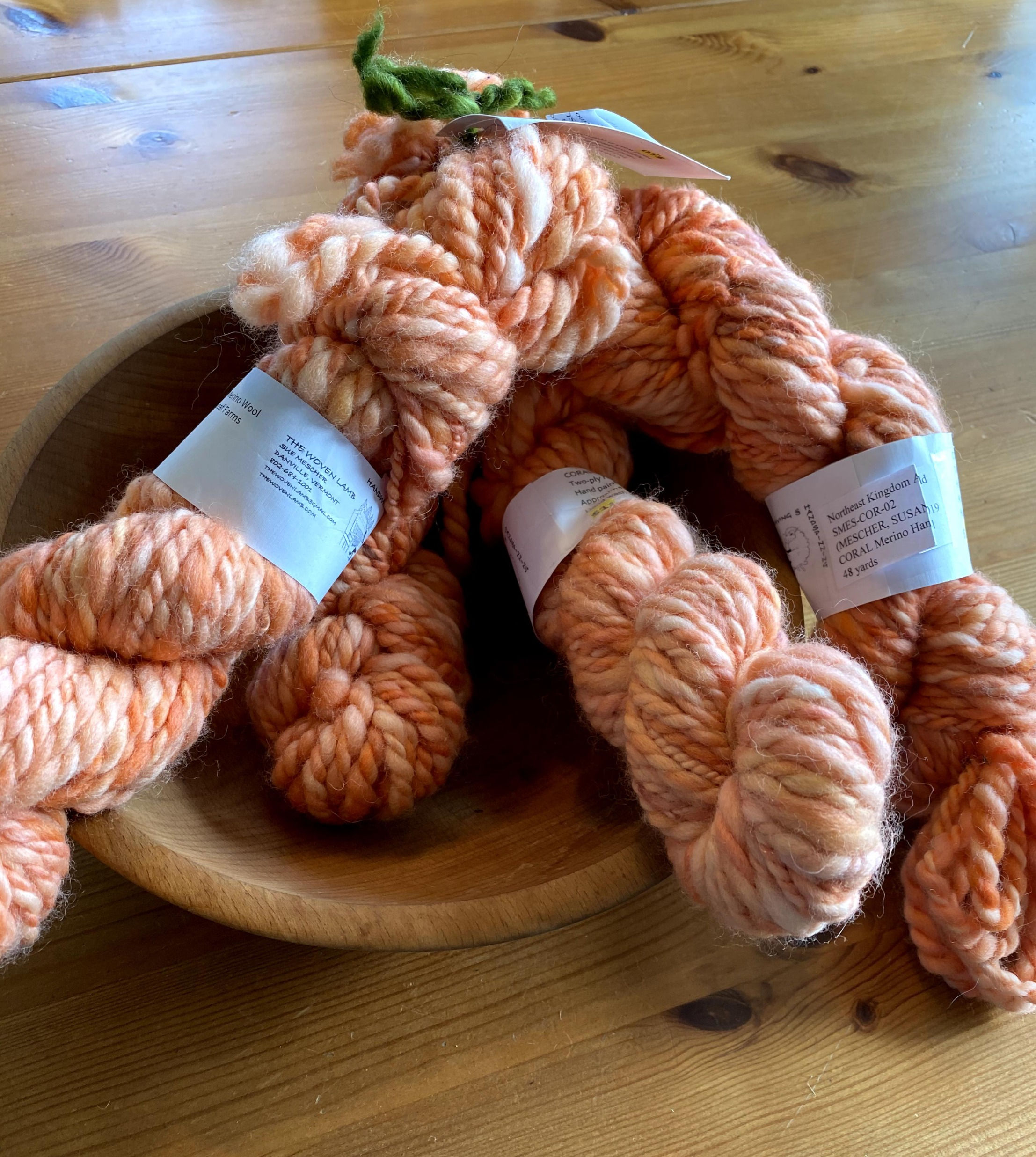 Coral Handspun Yarn (4 skeins - 178 yards)