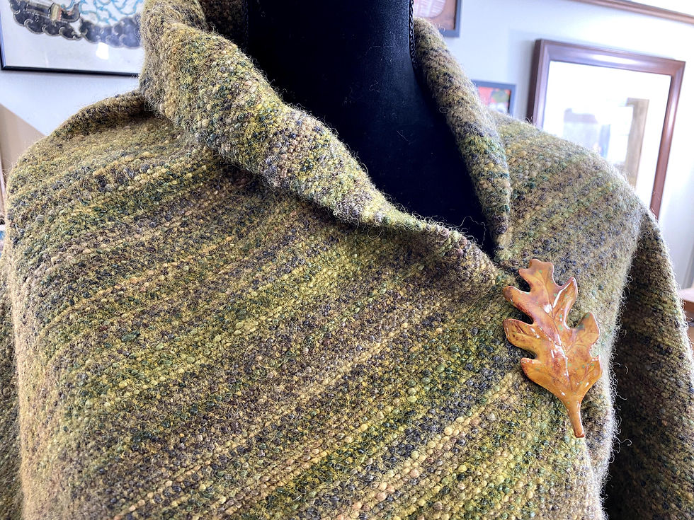 Thumbnail: Shades of Green & Brown Handwoven and Handspun Poncho