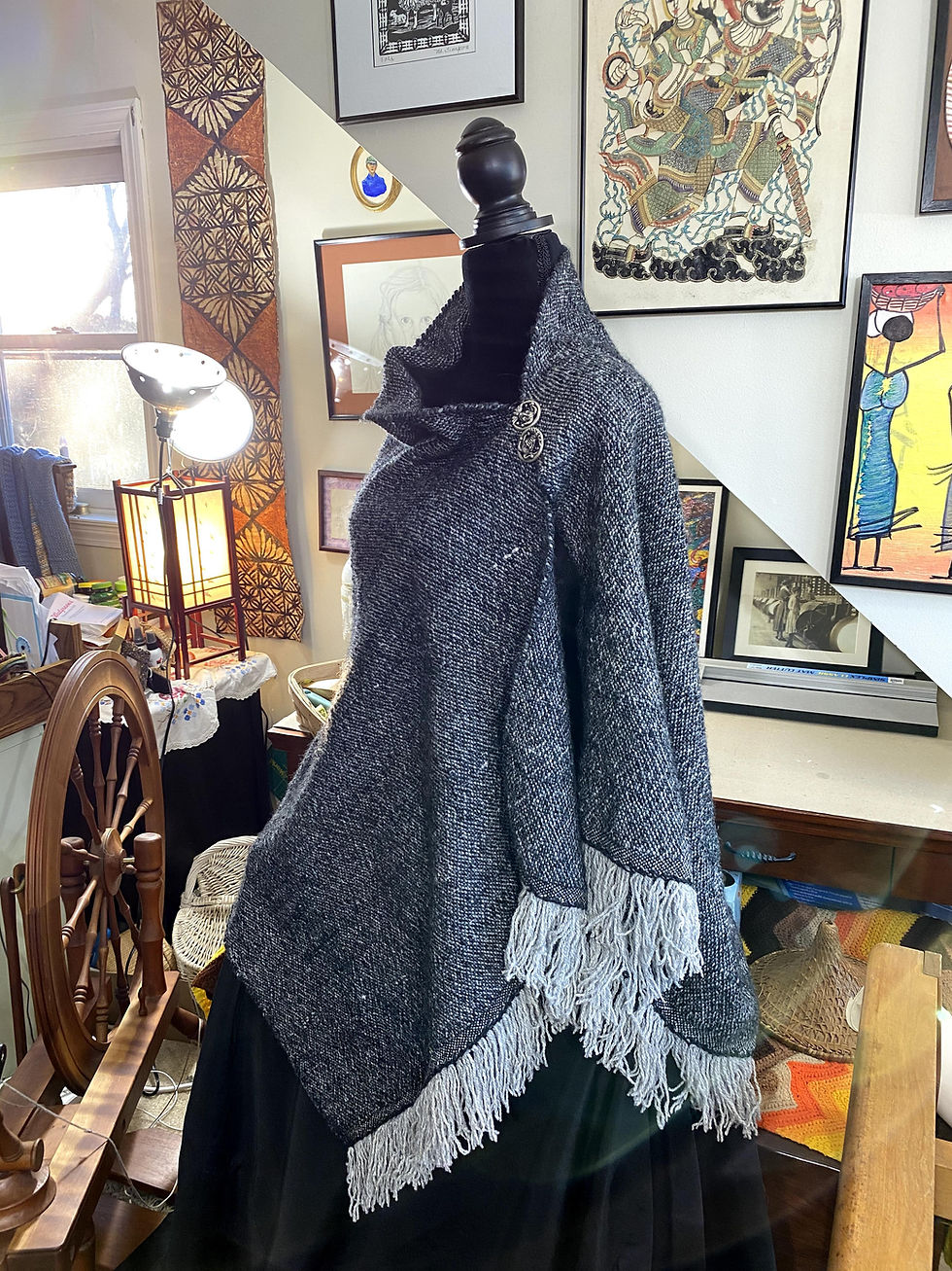 Thumbnail: Natural Gray Merino and Silk Handwoven and Handspun Poncho