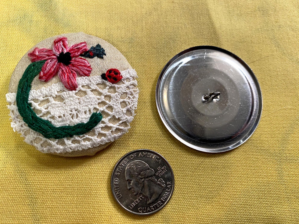 Thumbnail: Letter "C" Hand Embroidered Button - 1 7/8" round