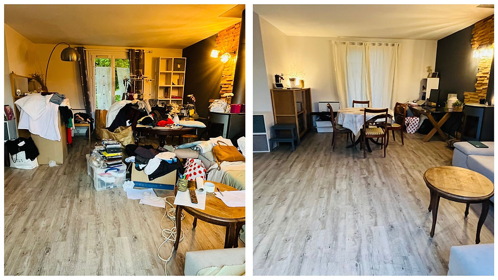 un salon encombré qui cachait des meubles