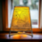 Peacock leather lamp, handcrafted with Tholu Bommalata art. Available in Lucknow & India-wide delivery.