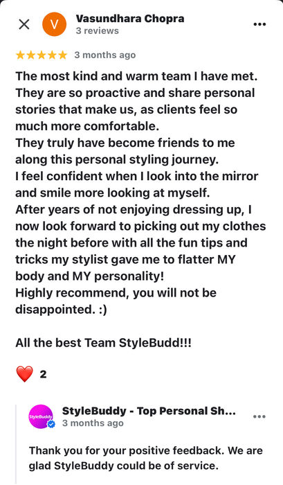 StyleBuddy is your go-to platform for personalized fashion and shopping experiences. Whether you’re looking to elevate your style, find the perfect outfit, or shop with confidence, our expert personal stylists and fashion stylists are here to guide you. We offer tailored recommendations based on your body type, preferences, and lifestyle, ensuring you always look and feel your best.
