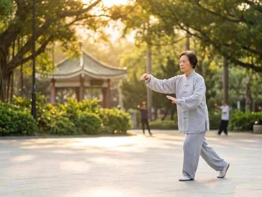 太極拳好處 香港 — 中老年人在維多利亞公園晨練太極拳