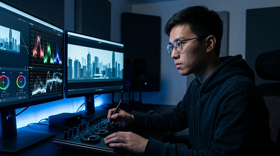 AI宣傳片製作技巧修正 — 香港剪輯師調整AI生成素材的色調與構圖