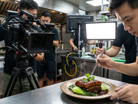 香港餐飲業影片製作 — 專業美食攝影團隊以精緻燈光拍攝餐廳招牌菜式的食慾影像
