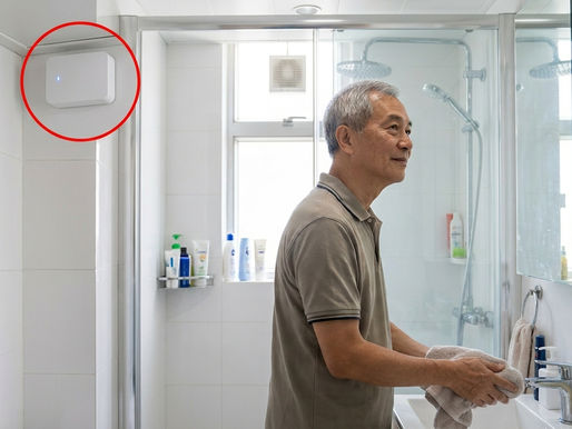 防跌偵測雷達裝置安裝在浴室牆角監察長者安全