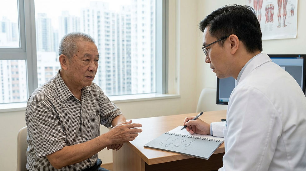 眩暈及平衡失調 香港 — 長者於家庭醫生診所預約覆診跟進眩暈情況