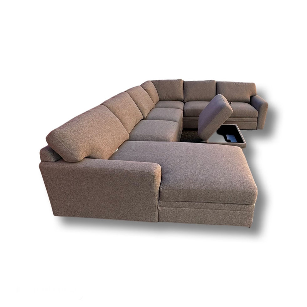 Thumbnail: (SOLD) Thomasville Langdon Fabric Sectional With Storage Ottoman - Grey