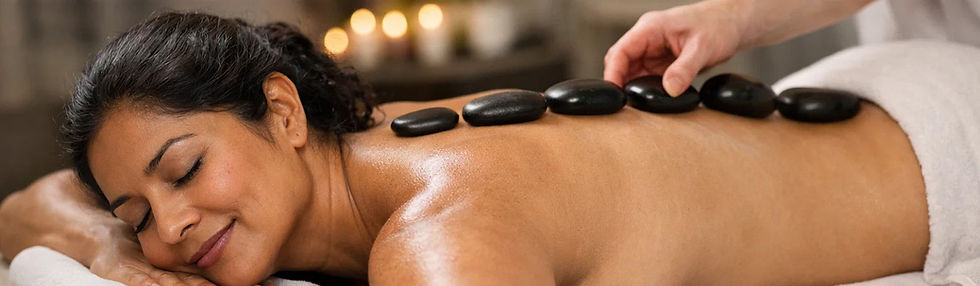 Woman enjoying a relaxing hot stone massage
