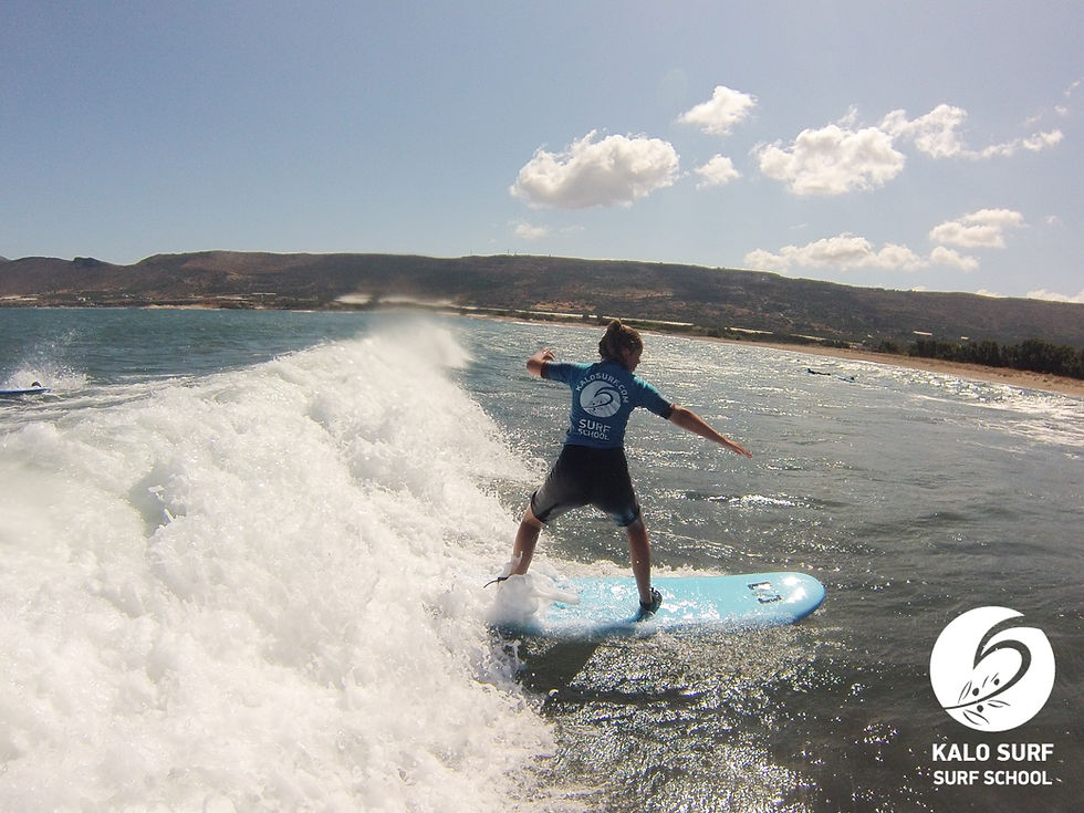 intermediate surfing on the reef break in Crete