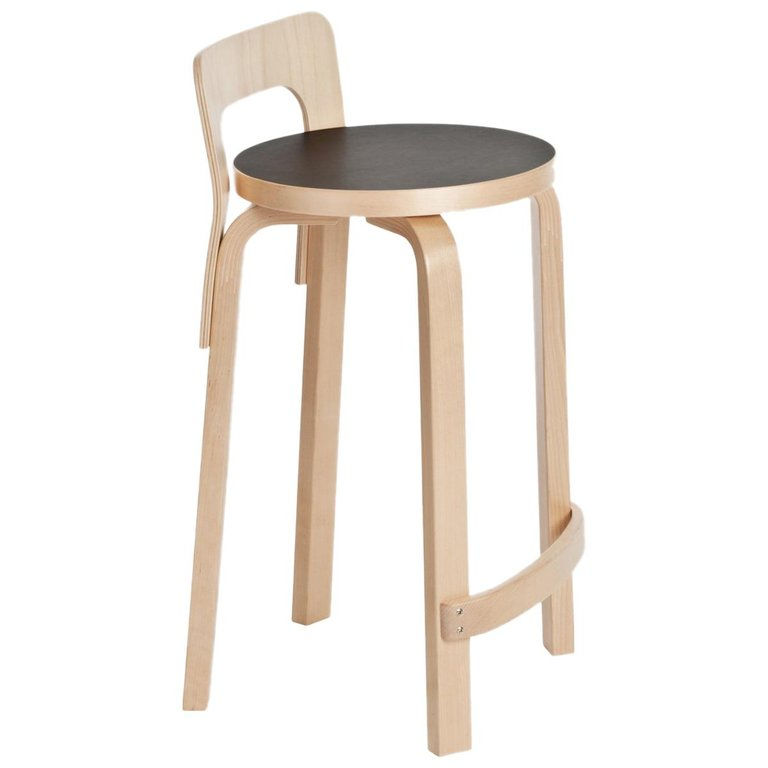 Authentic High Chair K65 by Alvar Aalto Lamp for Artek two enlighten black
