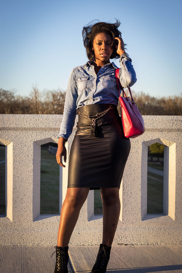 Leather Skirt x Statement Belt