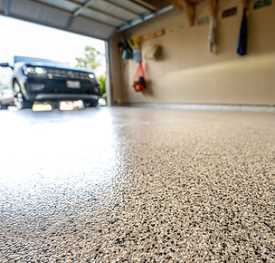 Garage floor with epoxy coating