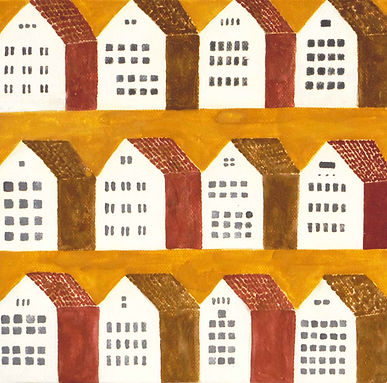 家 houses orange warm color Azusa Sekiguchi Japanese Painting