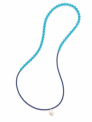 Long Blue Pearl Necklace