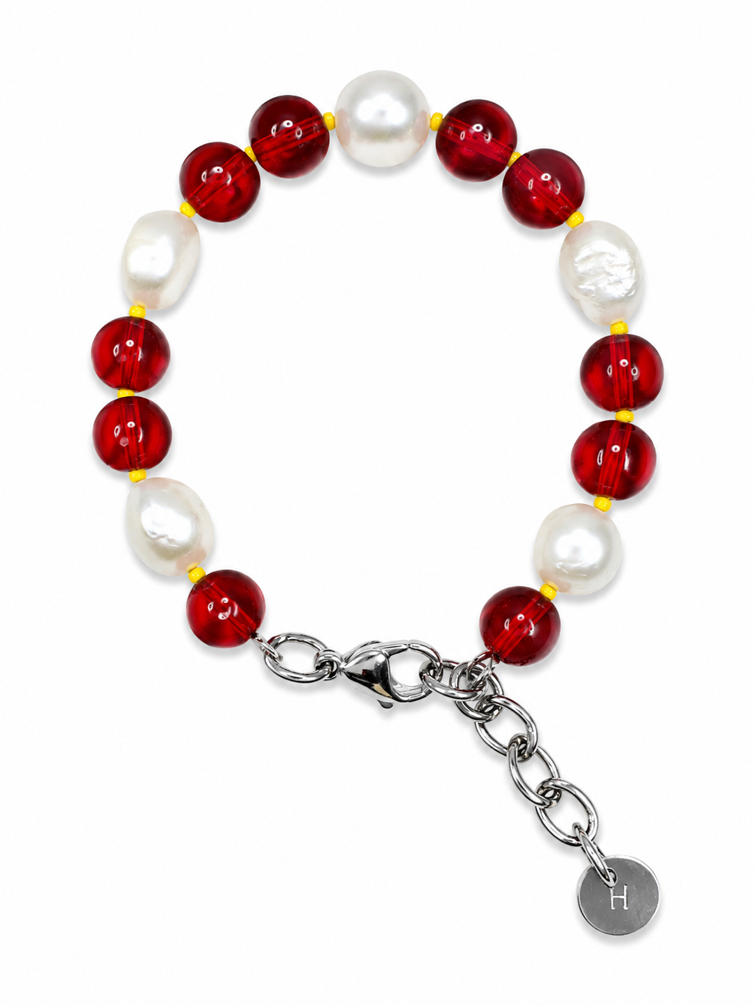 Red Orb & Pearl Bracelet