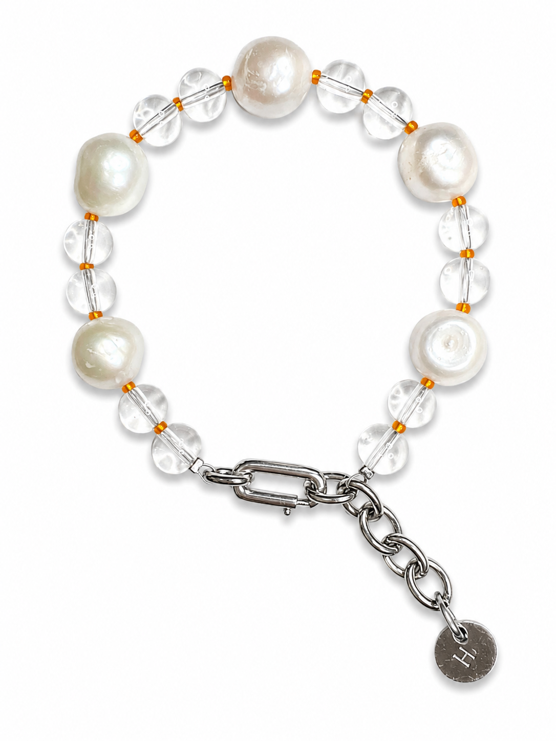 Clear Orb & Pearl Bracelet