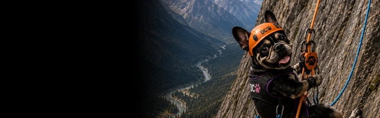 French Bulldog Abseiling