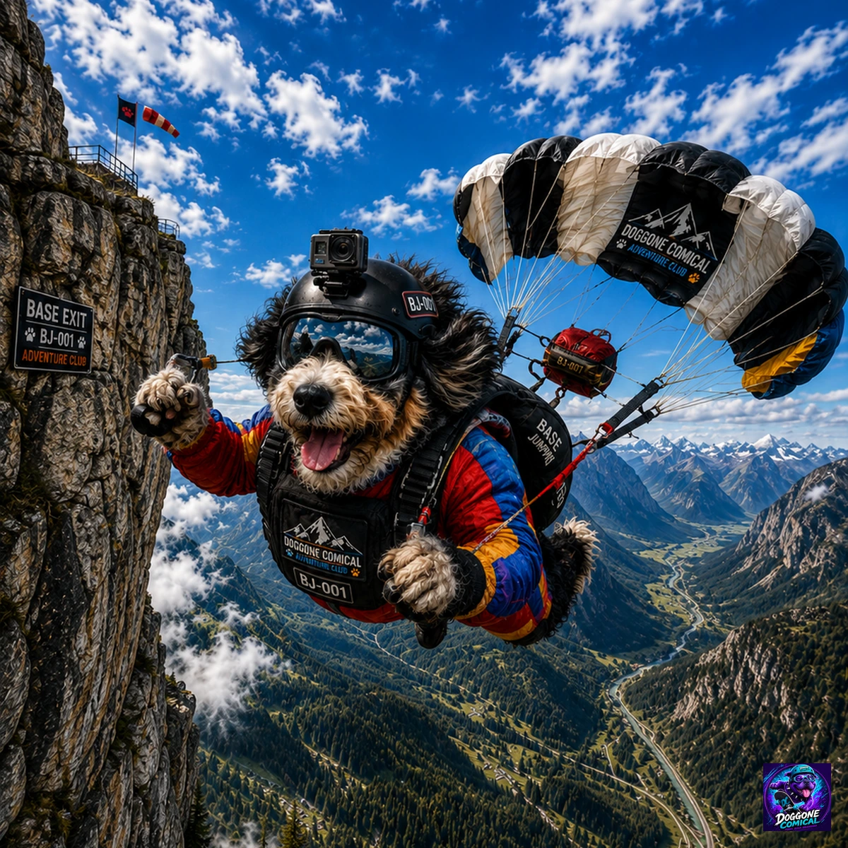 Bulldog enjoying Skydiving