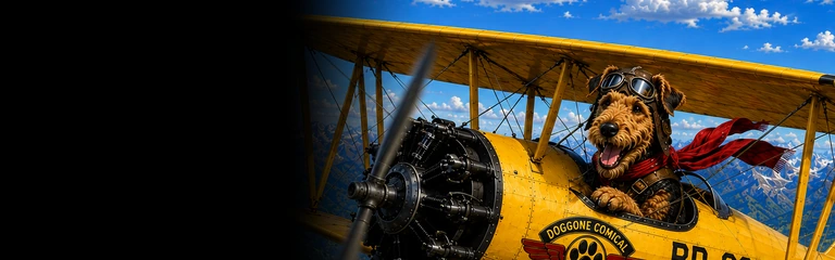 Airedale Terrier Biplane Flying