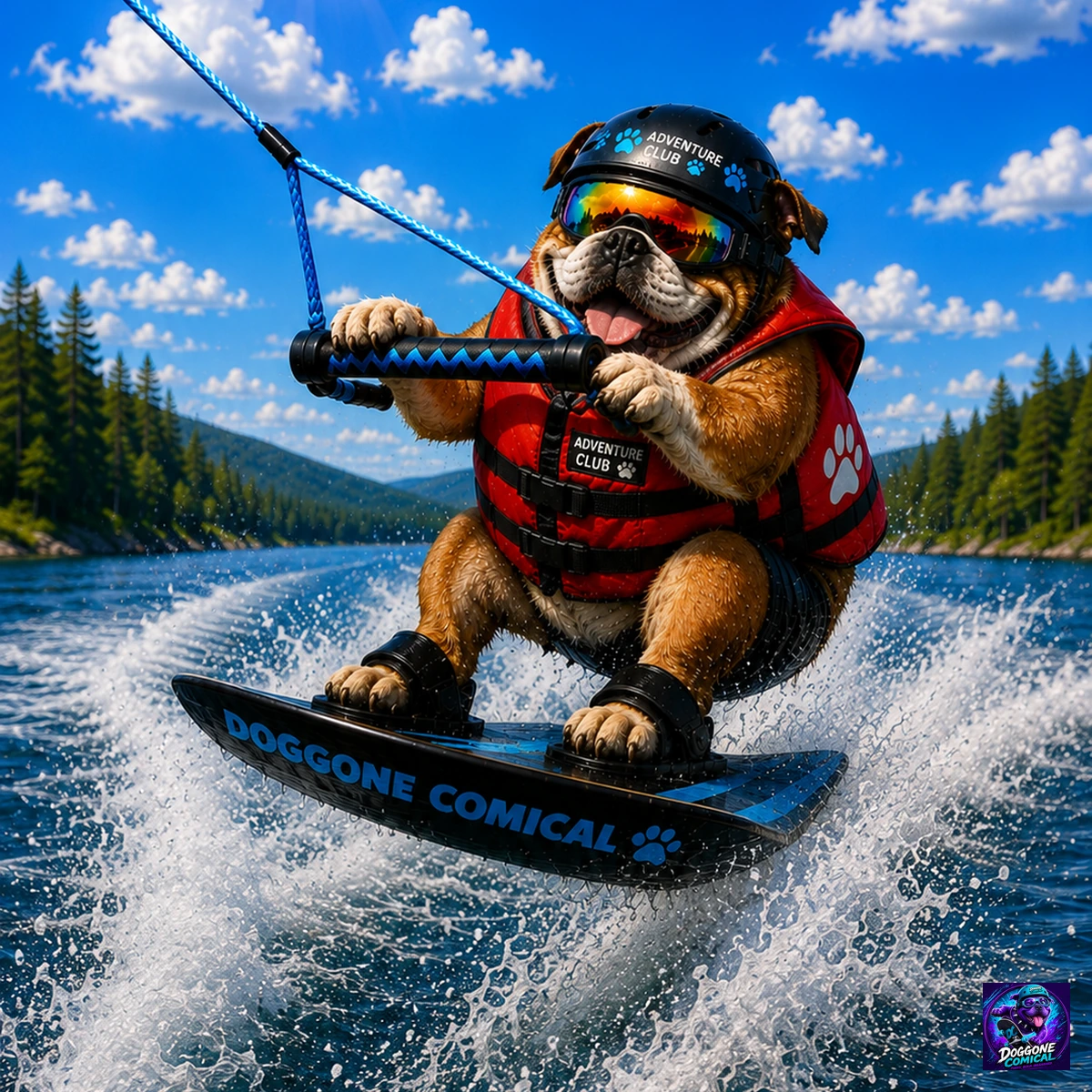 Schnoodle enjoying Flowboarding