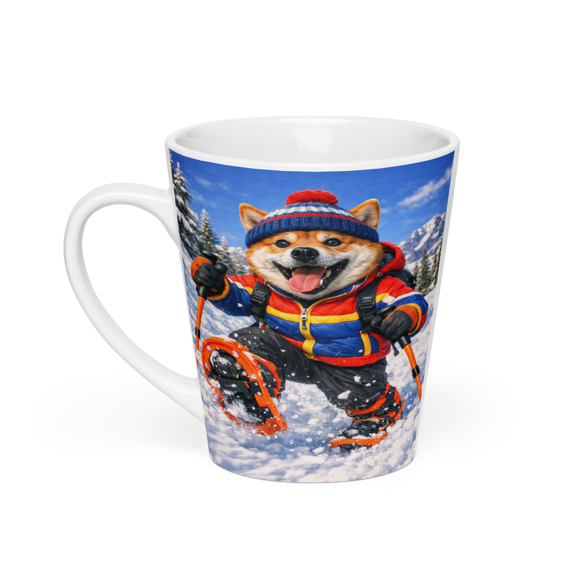 Shiba Inu - Snowshoeing - Latte Mug