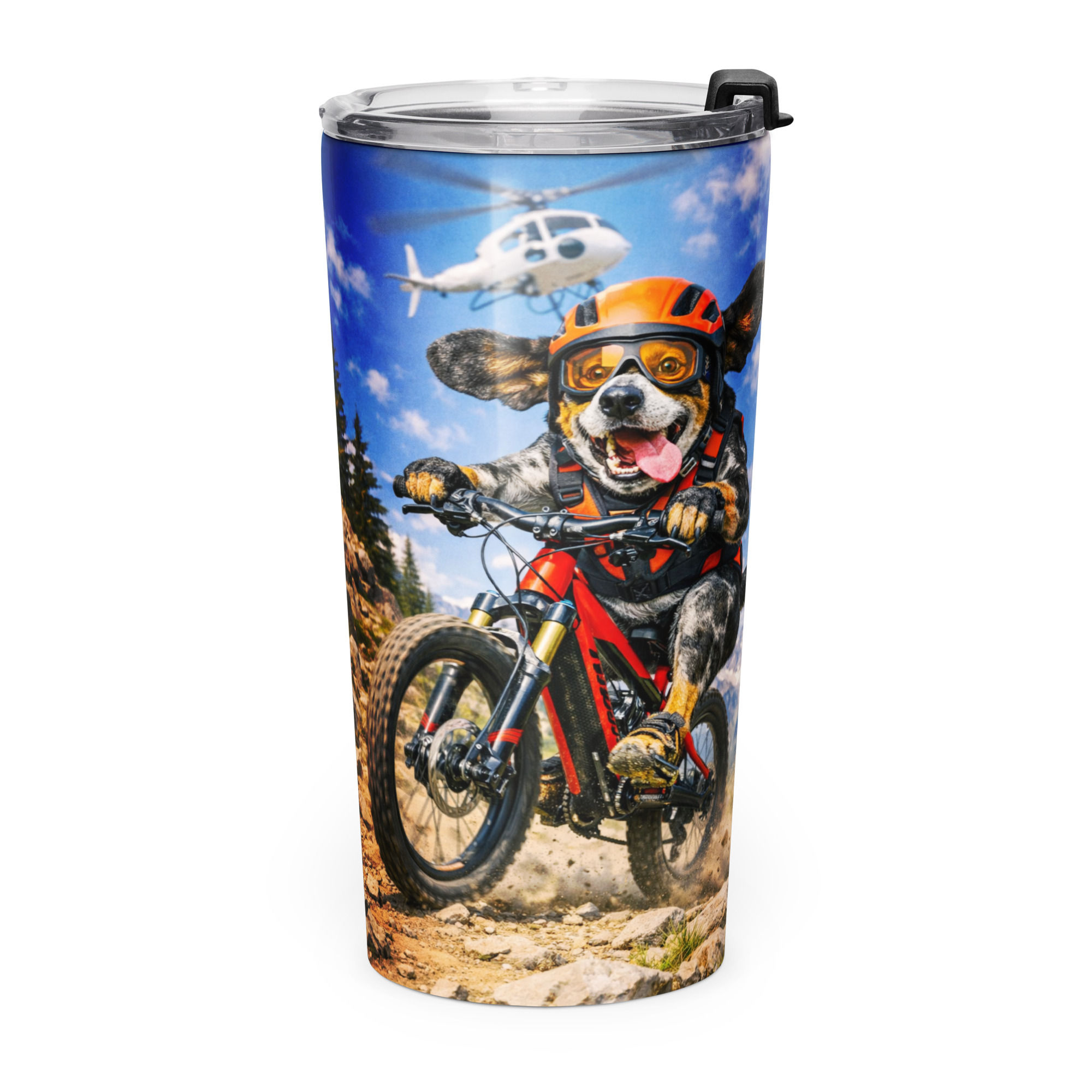 Bluetick Coonhound - Heli Biking - Tapered Stainless Steel Tumbler 20oz