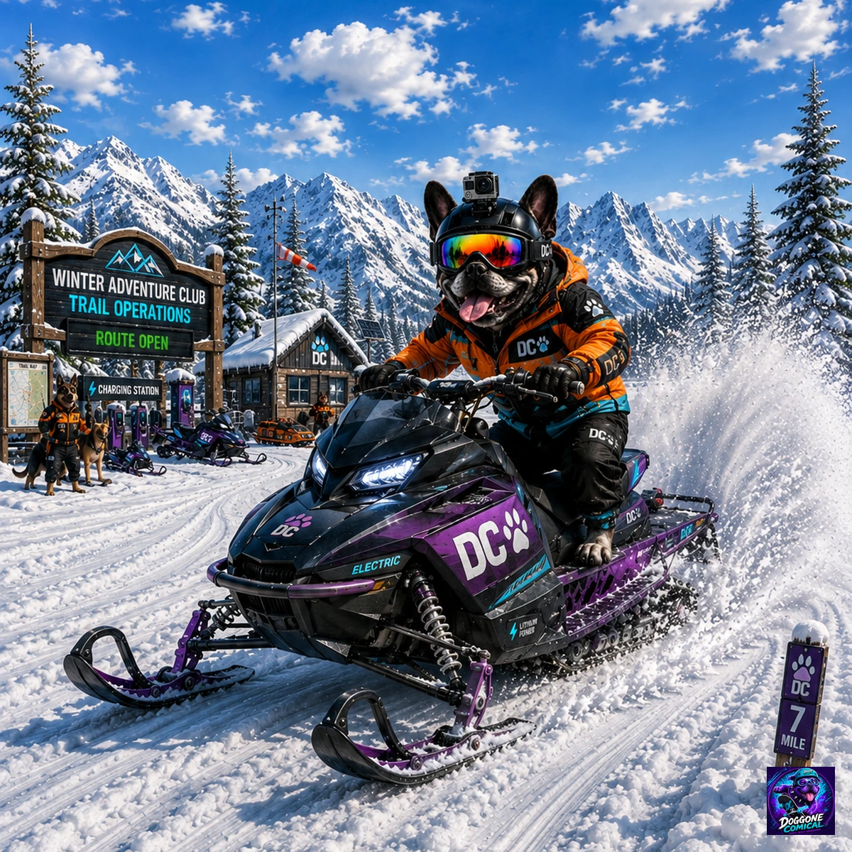 Labrador Retriever enjoying Snow Tubing
