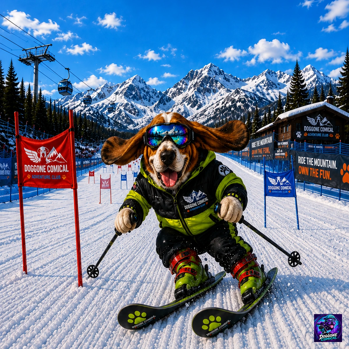 Labrador Retriever enjoying Snow Tubing